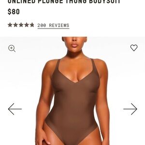 SKIMS Cocoa Plunge Thong Bodysuit